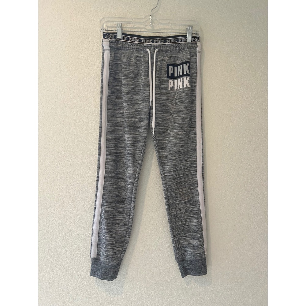 Victorias Secret PINK Gray Space Dye Skinny Joggers Logo Sweatpants Small